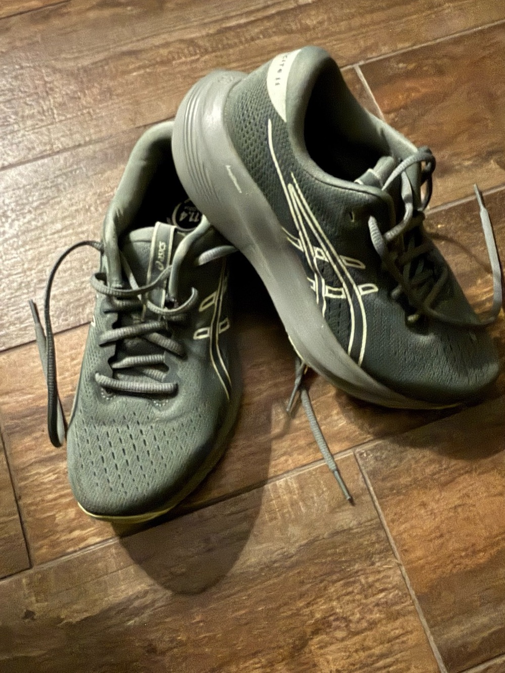 Asics Grey Athletic Running Shoes with Cream Accents